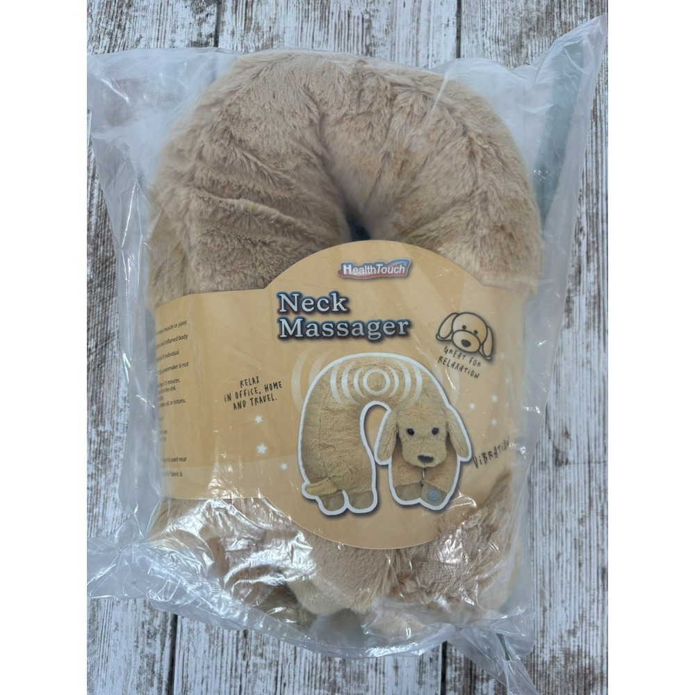 Health Touch Puppy Dog Neck Vibrating Massager Plush Stuffed Animal Pillow NEW